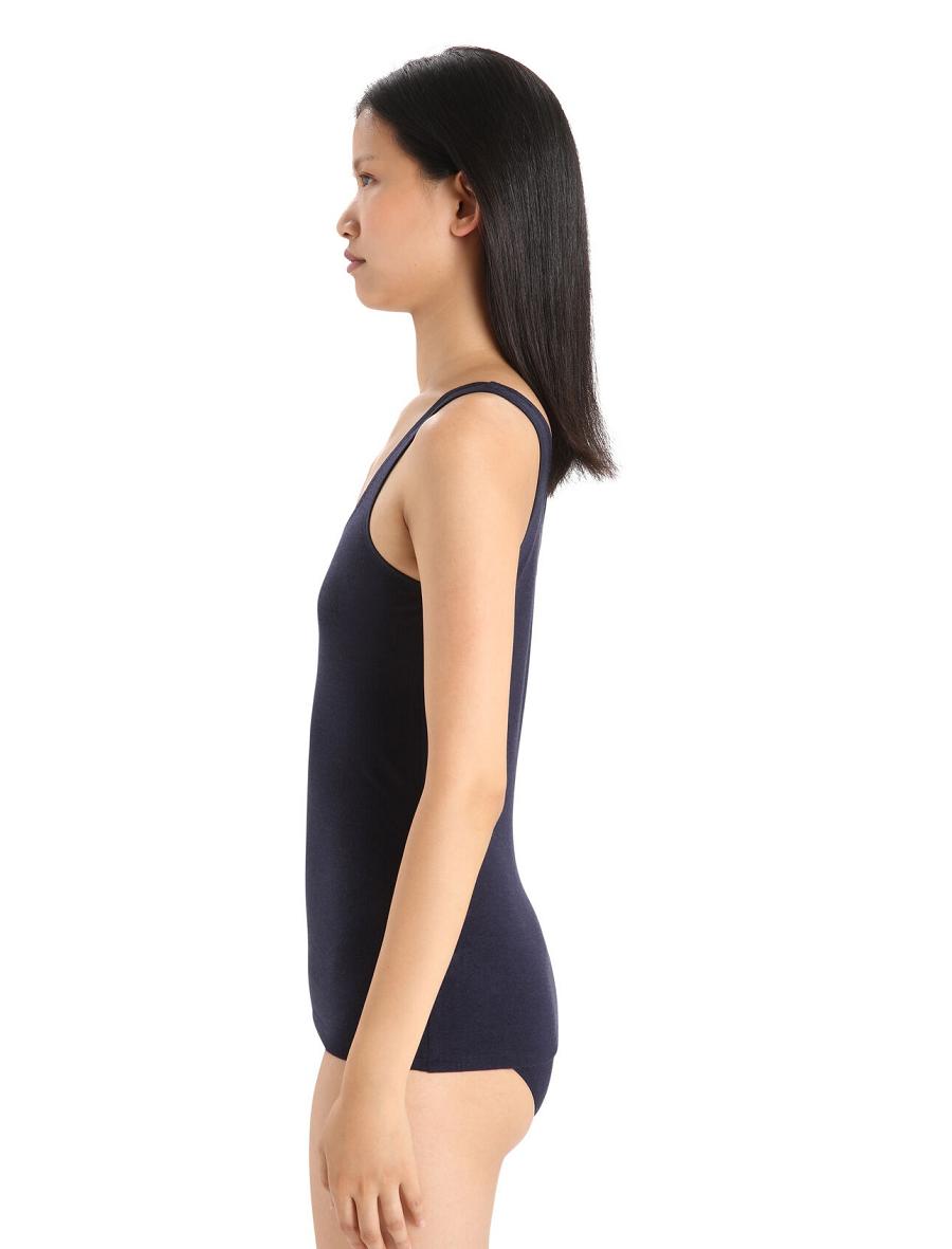 Women's Icebreaker Merino Siren Tank Top Underwear Midnight Navy | CA 1235EBCX